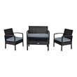 Pemberly Row 4-piece Contemporary Rattan and Steel Patio Furniture Set in Black
