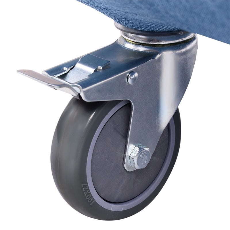 Pemberly Row Polyester and Steel Convertible Sofa Bed with Cushion in Blue