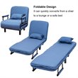 Pemberly Row Polyester and Steel Convertible Sofa Bed with Cushion in Blue