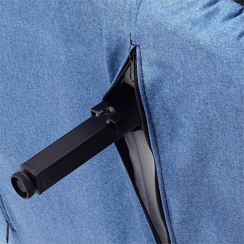 Pemberly Row Polyester and Steel Convertible Sofa Bed with Cushion in Blue