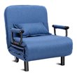 Pemberly Row Polyester and Steel Convertible Sofa Bed with Cushion in Blue