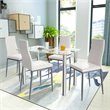 Pemberly Row 5-piece Glass and Steel Dining Set with Table and 4 Chairs in White