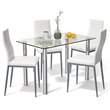 Pemberly Row 5-piece Glass and Steel Dining Set with Table and 4 Chairs in White