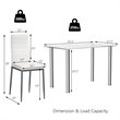 Pemberly Row 5-piece Glass and Steel Dining Set with Table and 4 Chairs in White