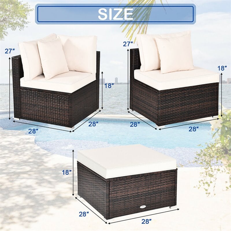 Pemberly Row 4-piece Contemporary Rattan and Steel Patio Sofa Set in White
