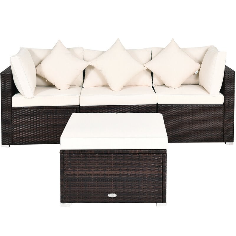 Pemberly Row 4-piece Contemporary Rattan and Steel Patio Sofa Set in White