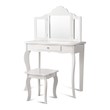 Pemberly Row Contemporary MDF and Mirror Makeup Desk Vanity Set in White