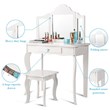 Pemberly Row Contemporary MDF and Mirror Makeup Desk Vanity Set in White