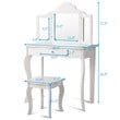 Pemberly Row Contemporary MDF and Mirror Makeup Desk Vanity Set in White