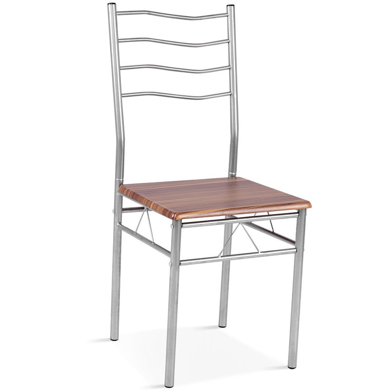 Pemberly Row 5-piece MDF and Metal Dining Set with Table and 4 Chairs in Silver