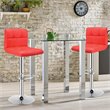 Pemberly Row PU Leather Adjustable Bar Stools in Red Finish (Set of 2)
