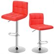 Pemberly Row PU Leather Adjustable Bar Stools in Red Finish (Set of 2)