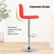 Pemberly Row PU Leather Adjustable Bar Stools in Red Finish (Set of 2)