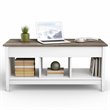 Pemberly Row Solid Wood Lift Top Coffee Table with Storage Shelves in White