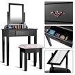 Pemberly Row Square Contemporary Wood and MDF Makeup Desk Vanity Set in Black