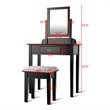 Pemberly Row Square Contemporary Wood and MDF Makeup Desk Vanity Set in Black