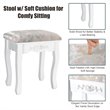 Pemberly Row Contemporary Paulownia Wood Makeup Desk Vanity Set in White