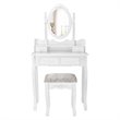 Pemberly Row Contemporary Paulownia Wood Makeup Desk Vanity Set in White