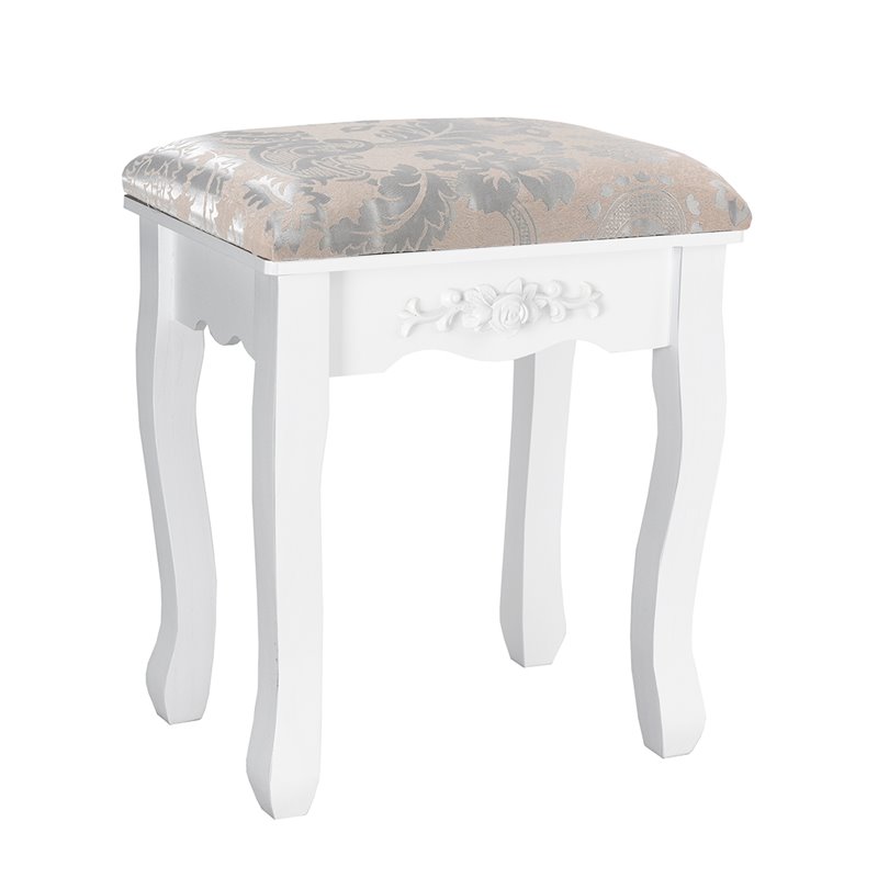 Pemberly Row Contemporary Paulownia Wood Makeup Desk Vanity Set in White
