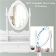 Pemberly Row Contemporary Paulownia Wood Makeup Desk Vanity Set in White