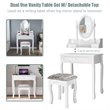 Pemberly Row Contemporary Paulownia Wood Makeup Desk Vanity Set in White