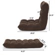 Pemberly Row Coral Velvet Adjustable 14-Position Floor Chair in Coffee