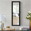 Pemberly Row Wall/Door Mounted LED Lights Mirrored Jewelry Cabinet in Black