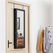 Pemberly Row Wall/Door Mounted LED Lights Mirrored Jewelry Cabinet in Black