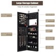 Pemberly Row Wall/Door Mounted LED Lights Mirrored Jewelry Cabinet in Black