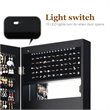 Pemberly Row Wall/Door Mounted LED Lights Mirrored Jewelry Cabinet in Black