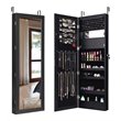 Pemberly Row Wall/Door Mounted LED Lights Mirrored Jewelry Cabinet in Black