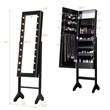 Pemberly Row MDF Board Mirrored Jewelry Cabinet with 18 LED Lights in Black