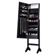 Pemberly Row MDF Board Mirrored Jewelry Cabinet with 18 LED Lights in Black