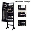 Pemberly Row MDF Board Mirrored Jewelry Cabinet with 18 LED Lights in Black
