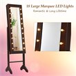 Pemberly Row MDF Board Mirrored Jewelry Cabinet with 18 LED Lights in Brown