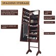 Pemberly Row MDF Board Mirrored Jewelry Cabinet with 18 LED Lights in Brown