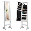 Pemberly Row MDF Board Mirrored Jewelry Cabinet with 18 LED Lights in White