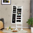 Pemberly Row MDF Board Mirrored Jewelry Cabinet w/ 18 LED Lights in White Finish