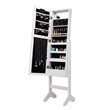 Pemberly Row MDF Board Mirrored Jewelry Cabinet w/ 18 LED Lights in White Finish