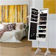 Pemberly Row MDF Board Mirrored Jewelry Cabinet w/ 18 LED Lights in White Finish