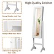 Pemberly Row MDF Board Mirrored Jewelry Cabinet w/ 18 LED Lights in White Finish