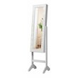 Pemberly Row MDF Board Mirrored Jewelry Cabinet w/ 18 LED Lights in White Finish