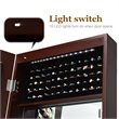 Pemberly Row Wall Door Mounted LED Lights Mirrored Jewelry Cabinet in Brown