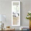 Pemberly Row Wall Door Mounted LED Lights Mirrored Jewelry Cabinet in White