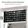 Pemberly Row Wall Door Mounted LED Lights Mirrored Jewelry Cabinet in White