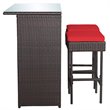 Pemberly Row 3-Pc Rattan & Iron Patio Dining Set with Cushioned Chairs in Red