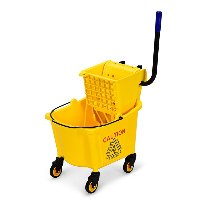 Pemberly Row PP and Iron Cleaning Wringer with Swivel Wheels in Yellow/Black