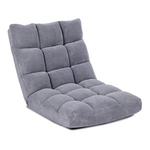 Pemberly Row Coral Velvet Adjustable 14-Position Floor Chair in Gray