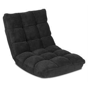 Pemberly Row Coral Velvet Adjustable 14-Position Floor Chair in Black
