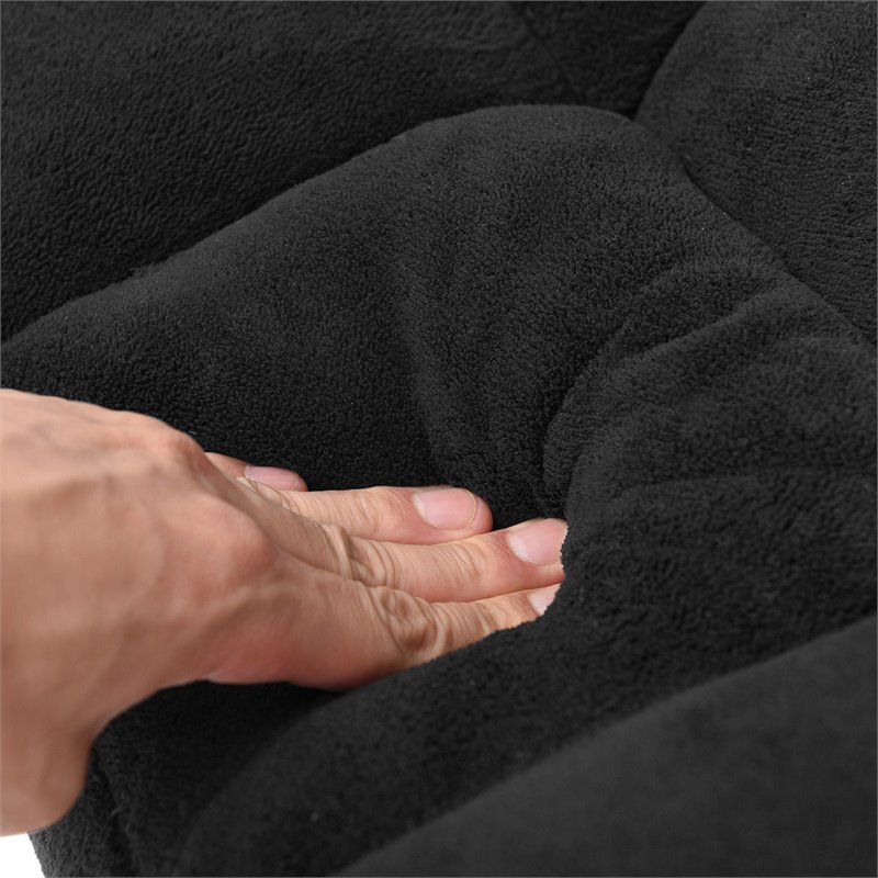 Pemberly Row Coral Velvet Adjustable 14-Position Floor Chair in Black